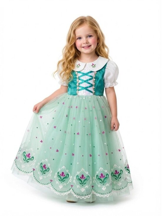 None Other - Girls Anna Frozen Princess Costume Dress Mint Green Teal Tulle Birthday Party